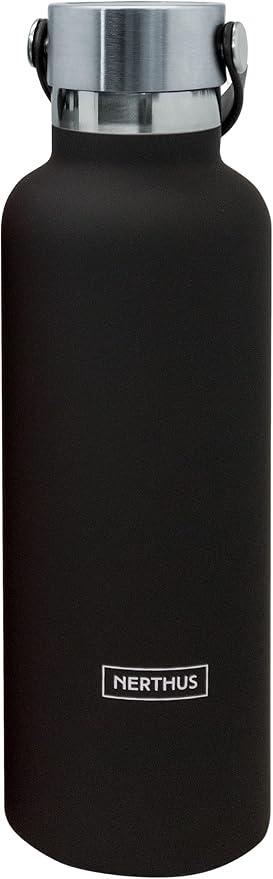 NERTHUS FIH 720 Botella Termo Tapon Asa Doble Pared para frios y Calientes Diseño Coral de Acero Inoxidable 750 ml Libre de BPA, 18/8