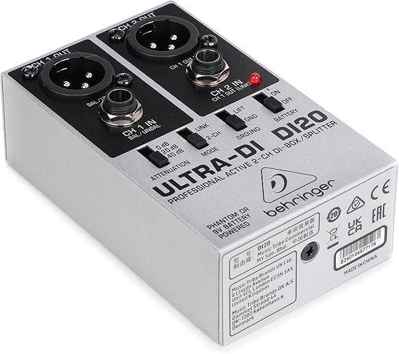 Behringer DI20 Divisor/Caja DI De 2 Canales, Activa, Profesional