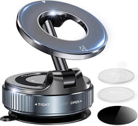 MSXTTLY Soporte Magnetico Movil Coche, [Vmag-S1] Portátil Soporte Movil Coche Ventosa con mag- Safe, Ajustable 360°, Compatibles con iPhone 17 Pro MAX - 16 15 14 13 12 e Android, Negro