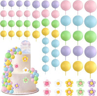 61 Piezas Adornos para Tartas Boho, Decoracion Tartas Cumpleaños de Bolas, Decoracion de Pastel Bola Topper Tarta,Mini Globos Cake Toppers para Cumpleaños, Bodas, Baby Shower, Día de la Madre (A)