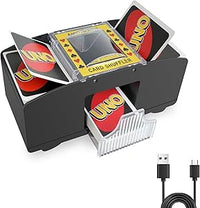 Barajador Automático de Cartas, Mezclador de Carta Eléctrico de Póquer, Barajadora de Cartas Eléctrica para 1 o 2 Barajas, Repartidor de Carta para UNO, Póker y Blackjack (USB y Pilas)