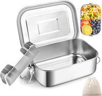 WuGU Fiambrera de acero inoxidable, 750 ml, a prueba de fugas, fiambrera con separadores móviles y anillo de sellado, sin BPA, caja de almuerzo, fiambrera de metal, respetuosa con el medio ambiente