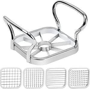 Xiumeso Cortador 5 en 1 de Patatas Fritas y Verduras - Acero Inoxidable, Picador de Frutas, Herramienta para Freír, Utensilios de Cocina