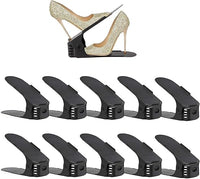 ranuras para zapatos, apilador de zapatos ajustable, que ahorra espacio, zapatero, doble piso, soporte para zapatero, apilador de zapatos para organizar el armario, organizadores de zapatos Negro