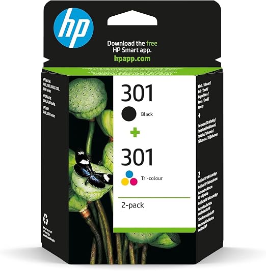 HP 301 Negro y Tricolor, Pack de 2 Cartuchos Tinta Originales