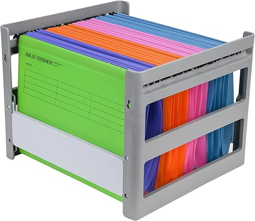 Carpeta colgante de plástico gris A4, para oficina, estudio, organización de datos de hospital, marco exterior: 14.29 x 12.79 x 10.83 pulgadas, el producto incluye un archivador separado sin archivos