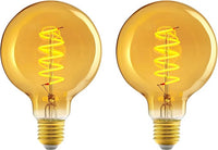 Amazon Basics Vintage-LED-Birne, E27, antiker Stil, Retro-Bernsteinglas, G93, 4 W (entspricht 25 W), 1800 K, ultrawarmes Licht zur Dekoration, 2 Stück