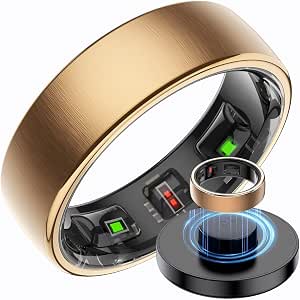 Smart Ring Edelstahl Smartringe para Herren Damen 5 ATM impermeable Fitness Ring Tracker Android iOS Fitnessring Schlaftracker Pulsmesser Schlafring Fitnesstracker Podómetro Health Ring