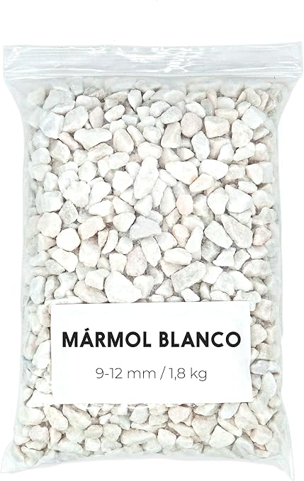 Landare Grava Blanca 1,8kg - Piedras Decorativas - Grava Acuario - Piedras Decorativas para Jarrones - Piedras Acuario y Peceras - Piedras para Macetas - Grava Jardin (6-12 mm) (Blanca)