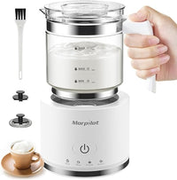 Espumador de Leche Eéctrico Blanco, 500 ml, Calentador de Leche 4 en 1 para Leche Caliente y Fría, Apto para Lavavajillas, Diseño Latte
