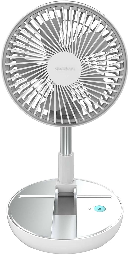 Cecotec Ventilador Portátil Plegable EnergySilence 800 FoldAir Portable. Batería 7200mAh, Diseño Extensible y Ajustable, 5 Aspas Aerodinámicas, 8 Pulgadas, 3 Velocidades, Fácil Control