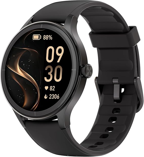 TOOBUR Reloj Inteligente Hombre Mujer Redondo, 40 mm Smartwatch Deportivo, Reloj Contador de Pasos Calorias, Compatible Android iOS, Responder/Hacer Llamadas, Reloj Salud, IP68 Waterproof, Negro