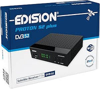 EDISION Proton S2 Plus Full HD Receptor de satélite Digital DVB-S2 FTA, Soporte Unicable, Soporte USB WiFi, LAN, HDMI, SCART, SPDIF, USB, IR, Lector de Tarjetas, Mando a Distancia Universal 2en1