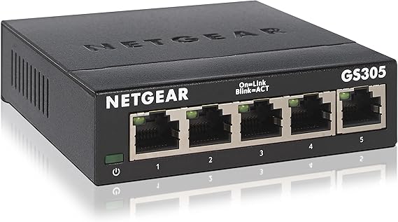 NETGEAR Switch Ethernet Gigabit de 5 puertos (GS305) | Switch no gestionable | Plug and Play | Funcionamiento silencioso | Montaje en sobremesa o pared