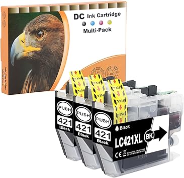 D&C LC421XL Cartuchos de impresora compatibles con Brother LC421 XL Multipack para Brother DCP-J1050DW MFC-J1010DW DCP-J1140DW Cartuchos (negro, 3 unidades)