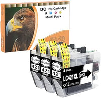 D&C LC421XL Cartuchos de impresora compatibles con Brother LC421 XL Multipack para Brother DCP-J1050DW MFC-J1010DW DCP-J1140DW Cartuchos (negro, 3 unidades)