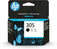 HP 305 Negro, 3YM61AE, Cartucho Original de 120 Páginas, Compatible con Impresoras DeskJet 2300, 2700, 2800, 4100, 4200, Envy 6010, 6020, 6030, 6400