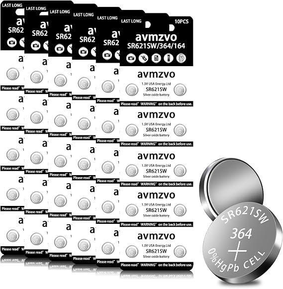 Avmzvo SR621SW Equivalente a SR621SW batería 364 LR621 Watch Pila de 1,5 V 60 Unidades