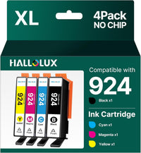 HALLOLUX Cartuchos de tinta 924e 924 compatibles con impresoras HP 924e para impresoras HP OfficeJet Pro 8120 8123 8120e 8122e (paquete de 4, negro, cian, magenta, amarillo)