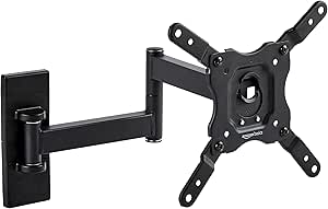 Amazon Basics Soporte de Pared para TV, Movimiento Completo, Giratorio e Inclinable para Televisores o Monitores Planos y Curvos de 12 a 40 Pulgadas de hasta 36Kg, VESA Máximo de 200 x 200mm, Negro