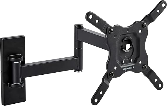 Amazon Basics Soporte de Pared para TV, Movimiento Completo, Giratorio e Inclinable para Televisores o Monitores Planos y Curvos de 12 a 40 Pulgadas de hasta 36Kg, VESA Máximo de 200 x 200mm, Negro