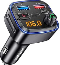 Gizmovine Transmisor FM Bluetooth Coche con Refuerzo de Graves, Parrot Manos Libres, Adaptador Mechero para Musica Radio, USB C PD 30W + QC3.0 18W, Aparato Reproductor MP3, Accesorios para Vehículos