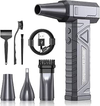 Soplador de Aire Potente 200000 RPM - Air Duster con Luz LED, 4 Velocidades, Soplador de Polvo, Aire Comprimido Limpieza PC, Coche, Oficina, Sustituto de Spray Aire Comprimido, W18, Plata