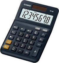 Casio, MS-8E, Calculadora de Escritorio con Pantalla Extra-Grande de 8 dígitos, Azul, alimentada por energía Solar/batería, con cálculo de Porcentaje avanzado