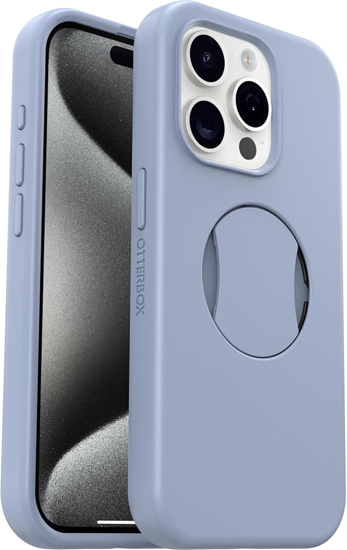OtterBox OtterGrip Symmetry hoes voor iPhone 15 Pro voor MagSafe, valbestendig, beschermhoes met ingebouwde grip, 3x getest volgens militaire standaard, Blauw