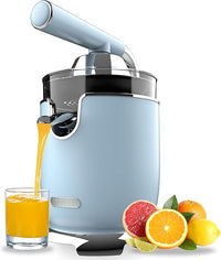 Cecotec Exprimidor Eléctrico de Brazo Naranjas y Cítricos Xqueeze RetroJuice 1000 Blue. 1000W, Filtro de Acero Inox, 2 Conos Desmontables de Diferente Tamaño, Palanca y Sistema Antigoteo