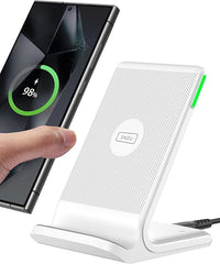 INIU Caricatore Wireless, [Bianco, 15W] Ricarica Rapida per iPhone 17 16 15 14 13 12 11 Pro Max Samsung Galaxy Google Pixel
