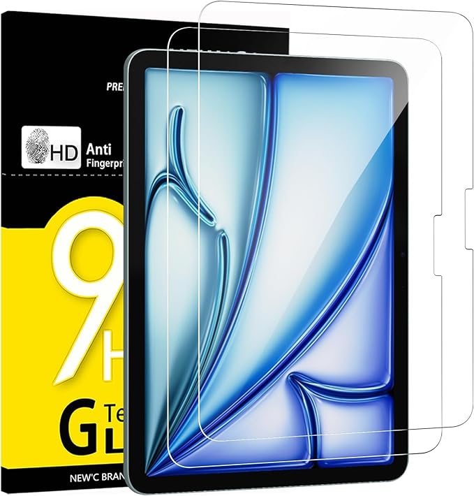 NEW'C 2 Piezas, Protector Pantalla para iPad Air 2025 11 Pulgadas (M3), iPad Air 2024 11 Pulgadas (M2), Antiarañazos, Cristal Templado Ultra Resistente