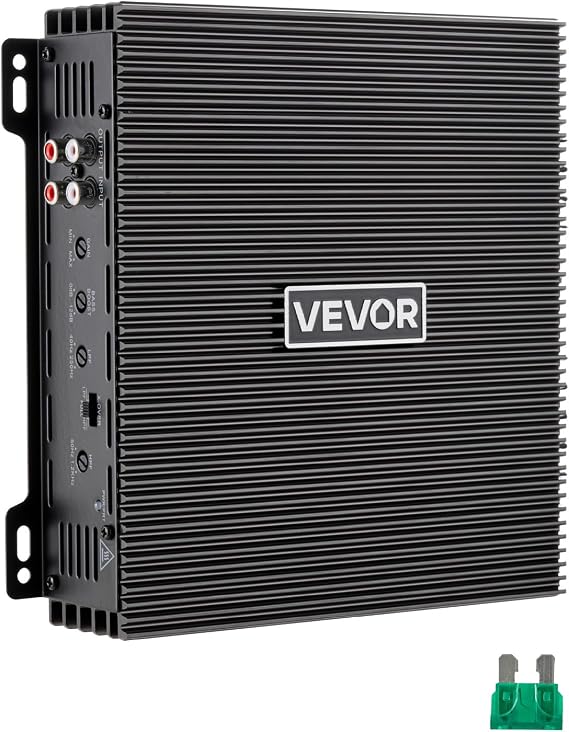 VEVOR Amplificador para Automóvil 2 Canales Clase AB Máximo 2 x 300W a 4 ohmios y 2 x 600W a 2 ohmios, Amplificador Estéreo de Audio para Coche Puenteable para Vehículo Todoterreno Sedán SUV Camioneta
