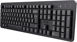 Trust ODY II Teclado Inalámbrico Silencioso QWERTY Español, Teclas de Perfil Bajo, Resistente a los Vertidos, Microrreceptor USB 2.4GHz, Wireless Keyboard para Windows Mac PC Ordenador Portátil