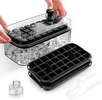 Cubiteras Para Hielo, Moldes Hielo,Bandeja Hhielo,Cubitera de Grado Alimenticio, Liberación de Todos Los Cubitos de Hielo en un Segundo, Molde Hielo Reutilizable Para 64 Ice Cube Tray(negro)