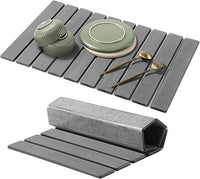 Alfombrilla de goteo para platos, 60 x 40 cm, alfombrilla de tierra de diatomeas que absorbe el agua, alfombrilla plegable para fregadero, alfombrilla de secado rápido, alfombrilla de cocina para
