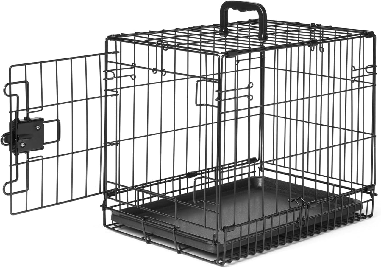 Amazon Basics Jaula Metálica Plegable y Resistente para Perros con Bandeja, Puerta Única, 46 x 32 x 38 cm, Negra