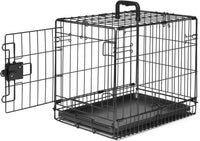 Amazon Basics Jaula Metálica Plegable y Resistente para Perros con Bandeja, Puerta Única, 46 x 32 x 38 cm, Negra