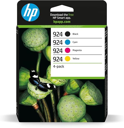 HP 924 Negro, Cian, Magenta, Amarillo, Pack de 4 Cartuchos Tinta Originales