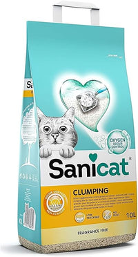 Sanicat - Arena para Gatos Aglomerante Sin perfume | Hecha de minerales naturales con control de olor garantizado | Absorbe la humedad y facilita la limpieza | 10 L de capacidad, Packaging May Vary