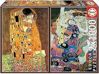 Educa - Set con 2 Puzzles de 1000 Piezas para Adultos | Serie Art Collection, 2 Puzzles de 1000 Piezas, El Beso y La Virgen de Gustav Klimt (18488)