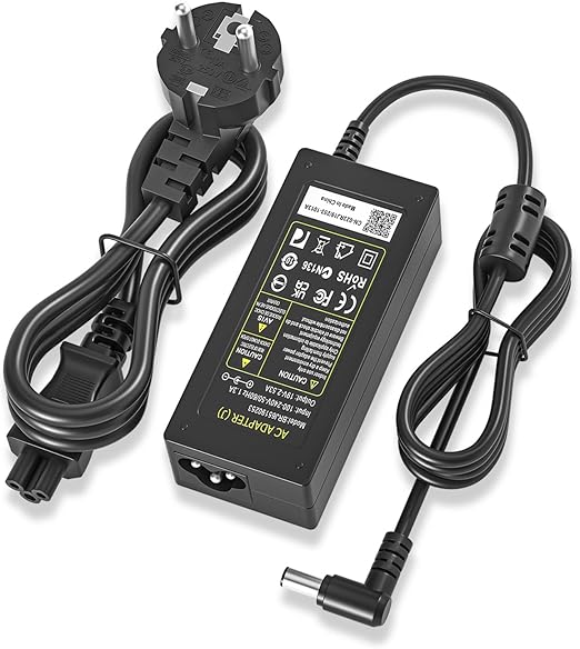 19V Adaptador Cargador para LG Electronics 19"20"22"23"24"27"29"34" Monitor LCD LED HD TV Widescreen Flatron IPS236V E2351T E2750VR E2290T E2360T, Samsung UN32J4000 U28E590D Cable de Alimentación