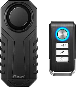 Wsdcam 113dB Alarma inalámbrica Impermeable con Mando para Bicicleta y Motocicleta con Sensor de Movimiento y vibración