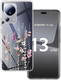 Kaywzo Funda para Xiaomi 13 Lite,Transparente TPU Carcasa con Patrones de Flores Pintadas,Ultra Delgado Mujeres Silicone Phone Protección Case Cover-3