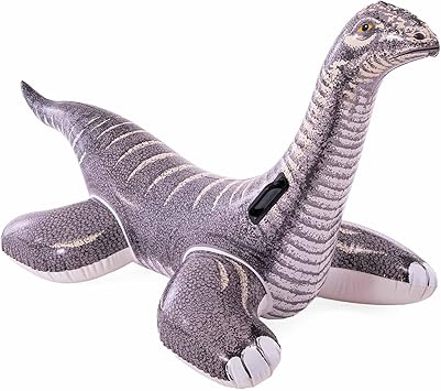 Intex Flotador Hinchable Ride-On Brontosaurio, 178 x 94 cm, Diseño Realista, Base Ancha para Mayor Estabilidad, Asas de sujeción, 3 cámaras de Aire, Vinilo Resistente, hasta 40 kg, +3 años (57584)