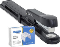 Rapesco 1464 Germ-Savvy Antibacteriano, Marlin Grapadora de Brazo Largo y 5000 Grapas 26/6 mm, Negro