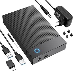 Pixelure 6Gbps USB 3.0 Carcasa para SATA SDD/HDD de 2,5/3,5", Carcasa Disco Duro 3.5 Estación de Acoplamiento, Caja Disco Duro 3.5 con Adaptador de Corriente de 12 V/2 A, UASP