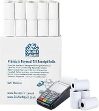 Double Dragon, rouleau de papier thermique premium de 57 x 40 mm pour reçu de caisse pour machine à cartes de crédit PDQ, POS, EPOS [Paquet de 20]