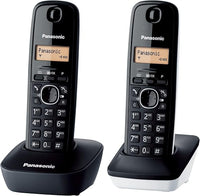 Panasonic KX-TG1612SP1 Teléfono Inalámbrico Digital DECT, Unidad Base y 2 Auriculares, Identificador De Llamadas, Batería Larga Duración, Pantalla LCD, Agenda, Rellamada, Despertador, Negro