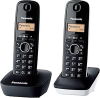Panasonic KX-TG1612SP1 Teléfono Inalámbrico Digital DECT, Unidad Base y 2 Auriculares, Identificador De Llamadas, Batería Larga Duración, Pantalla LCD, Agenda, Rellamada, Despertador, Negro